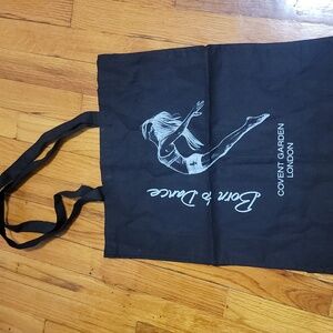 London Covent Garden Black Tote Bag "Born to Dance"
